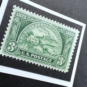 American Bankers Framed Postage Stamp Art 4x4 USA #987